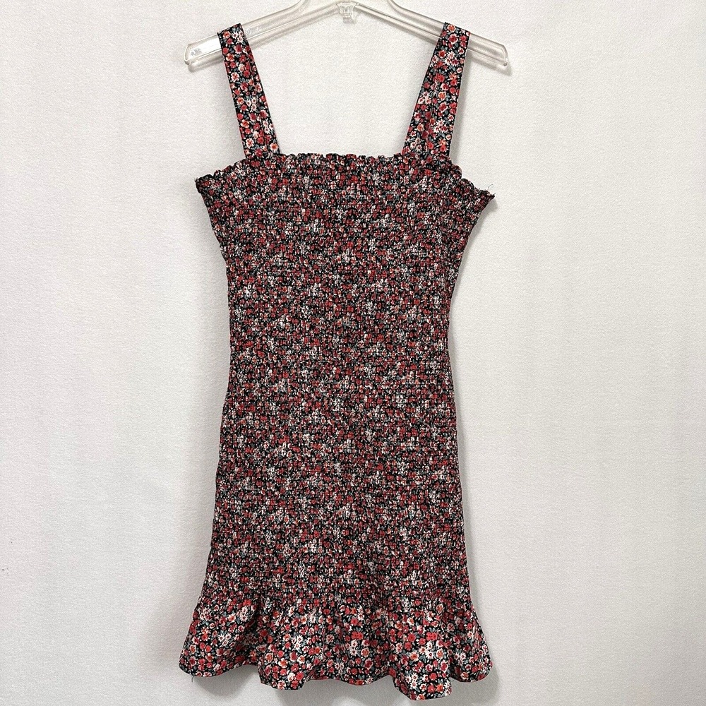 DO+BE Floral Smocked Dress L Sundress Ruffle Hem Fitted Party Summer Shower